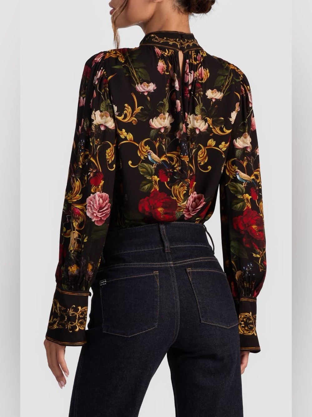 Alice and Olivia Marion Mock Neck Floral Blouse - Picture 2 of 6